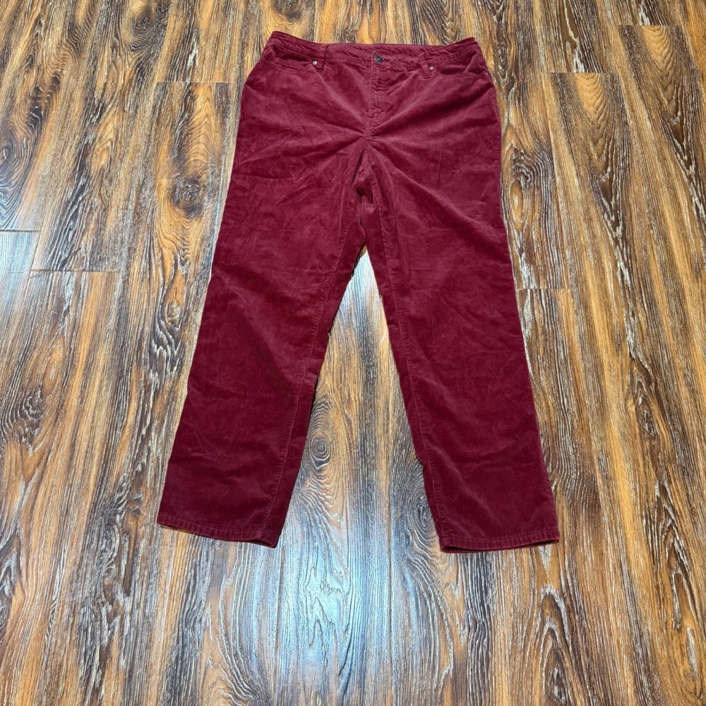 Style & Co Womens Burgundy Corduroy Straight Leg Pants Red Plus Size 18 Stretch